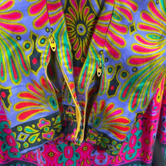 Alex Colman Dress 60s 70s Mod Hippie Psychedelic Vintage Maxi High Neck EUC - Picture 3 of 12